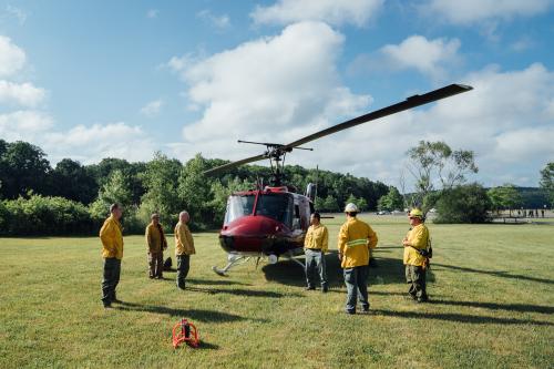 The New Jersey Forest Fire Service delivered the 10 loads of floating walkway materials via helicopter. Photo by Jimmy Douglas/ New Jersey State Parks